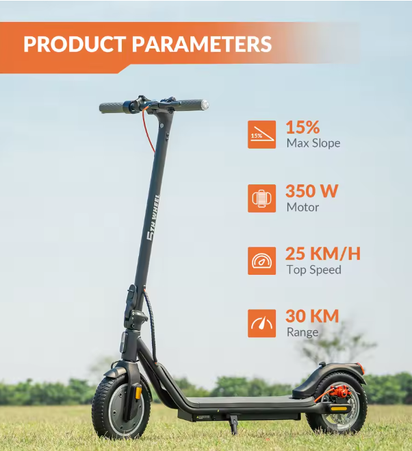 5TH WHEEL Electric Scooter 350W Motor, 36V 7.5Ah, 32 km, App Control, Lightweight Folding E-Scooter for Adults & Teens