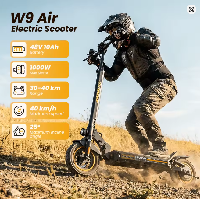 1000W Max Power Electric Scooter iScooter 10inch Off Road Tire Electric Kick Scooter 40KM Range 10Ah 40KM/H Scooter for Adults